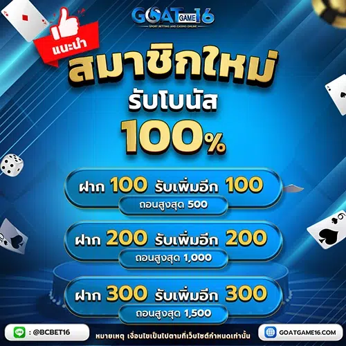 สมัครสมาชิกใหม่ GOATGAME16